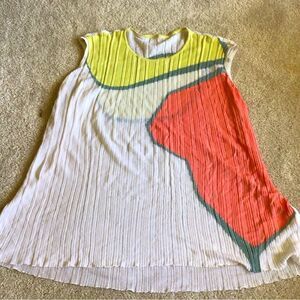 Gentry Portofino Silk Latte Multicolor Art Deco Sleeveless Lagenlook Blouse